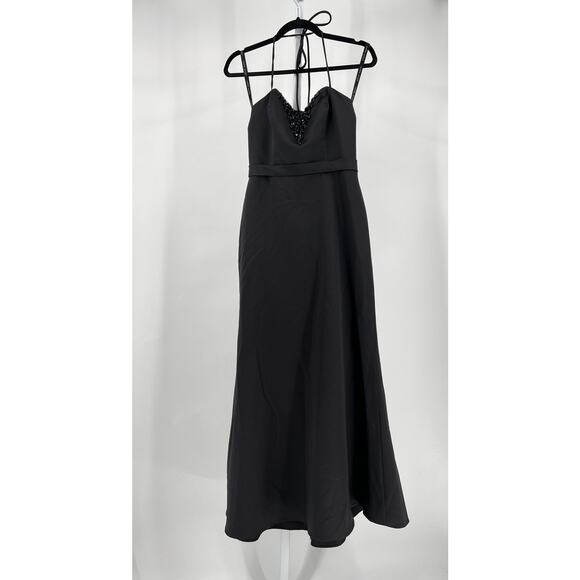 Black Strapless Satin Formal Dress- Size 6 - Picture 8 of 8